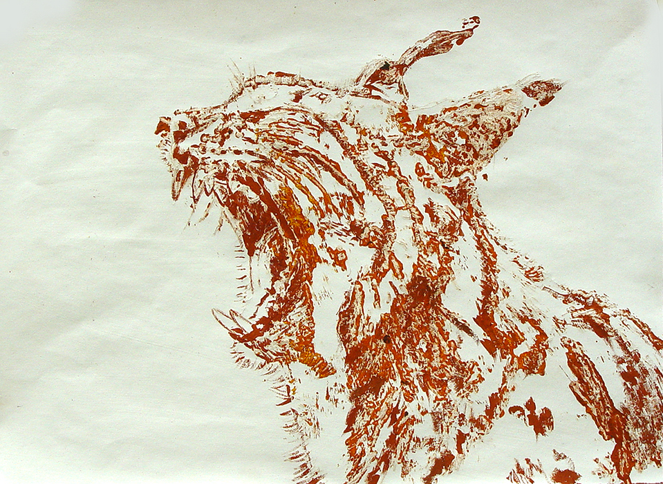 Luchse 2011, Eitempera auf Papier: Holz, 29,5x39,5x4cm